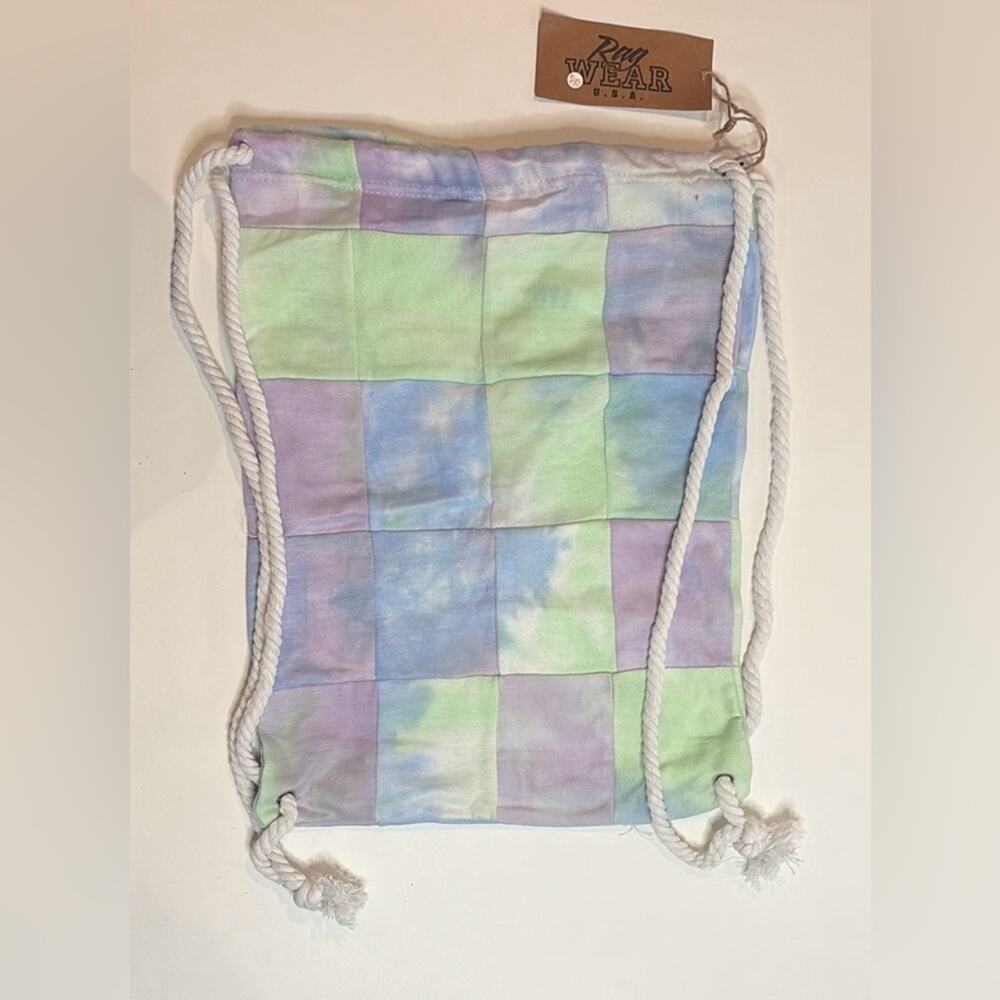 Nwt rag wear tie dye patchwork drawstring backpac… - image 2
